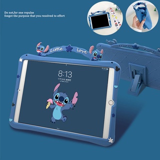 Rainbow For iPad 10.2 Gen9 Gen8 Gen7 Gen6 Pro 11 2020 2021 10.5 9.7 2018 2017 iPad5 iPad6 ipad9 Air4 Air5 Air3 Mini6 Mini5 Mini4 Air Mini 1 2 3 4 5 6 เปลือก Cute Cartoon Stitch Soft TPU Case เคสซิลิโคน มีเชือกคล้อง มีเชือกคล้อง