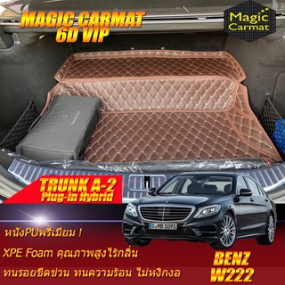 Benz W222 2013-2020 Sedan (ถาดท้าย A-2) ถาดท้ายรถ W222 S500 S500L S500e S560 S560e Plug-In Hybrid  พรม6D VIP