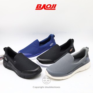 BAOJI รองเท้าผ้าใบชาย สลิปออน รุ่น BJM589 (สีดำล้วน,เทา,ดำขาว,กรม) ไซส์ 41-45