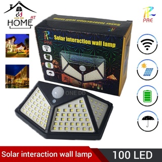 ไฟติดผนังจากพลังงานแสงอาทิตย์ Solar Interaction Wall Lamp 100led แสงday lightสีขาว