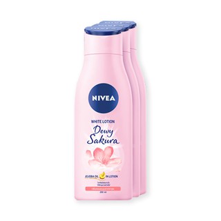 ว๊าว🍟 นีเวีย ดิวอี้ ซากุระ ไวท์ โลชั่น ขนาด 200 มล. แพ็ค 3 ขวด Nivea Dewy Sakura White Lotion 200 ml x 3