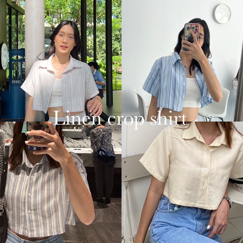 เสื้อเชิ้ตผ้าลินิน(ตัวยาวและครอป) แบบเซต linen shirt - midnight ...