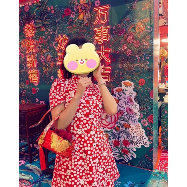 [ส่งต่อ] Cintage♡ CT1274 เดรสคอจีน ขอบกุ้นchinese334 #เดรสตรุษจีน 🧧กระเป๋าอั่งเปา