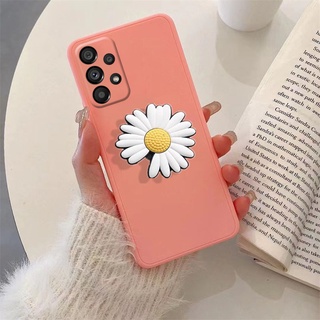 2022 New เคสโทรศัพท์ Samsung Galaxy A53 A73 A13 A23 A33 M33 M23 4G 5G Fashion Flower with Daisy Folding Stand Holder Cover SamsungGalaxyA53 เคส Skin Feeling Soft Case