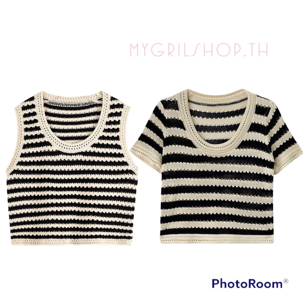 MYGIRLSHOP.TH เสื้อแขนกุดลายทาง22021