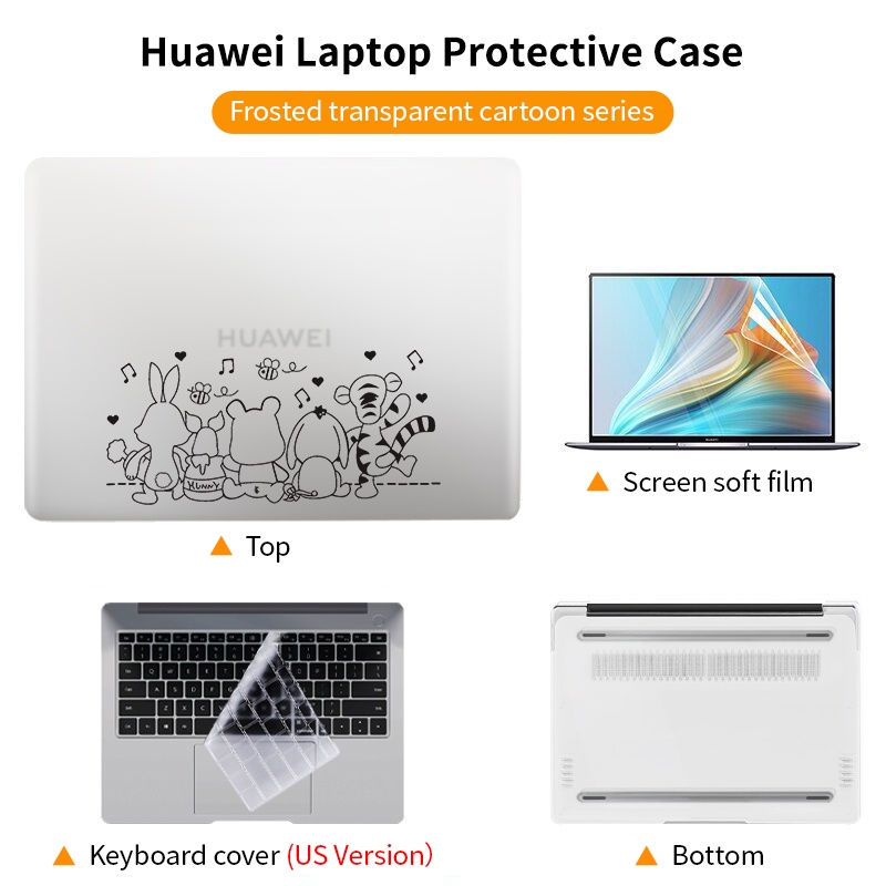 【จัดส่งรวดเร็ว】เคสคีย์บอร์ดแล็ปท็อป แบบแข็ง 4 In 1 สําหรับ Huawei Matebook D14 D15 2022 Honor 14 13 