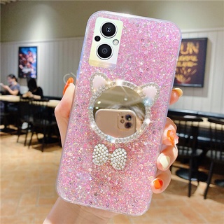 เคสโทรศัพท์มือถือ แบบนิ่ม ลายกากเพชร พร้อมกระจก สําหรับ OPPO Reno8 Z 5G Reno 8Z 5G Reno8 4G 5G