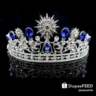 📍พร้อมส่ง มงกุฎเพชรคริสตัลบลูออสเตรเลีย เจ้าสาววินเทจ Rhinestone มงกุฎ Tiara แต่งงานเจ้าสาวแถบคาดศีรษะ