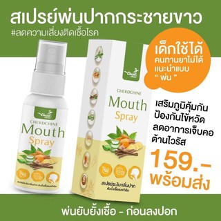 สเปรย์พ่นคอ ฟ้าทลายโจรผสมกระชายขาว เฉิดฉาย CHERDCHINE สเปรย์ พ่นคอ ช่องปาก Mouth Spray