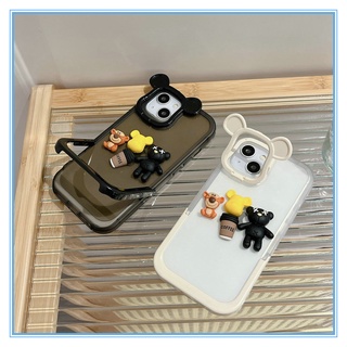 เคสโทรศัพท์ที่สามารถใช้เป็นขาตั้งได้3D black violent bear Cartoon เคส for iPhone11 14 13 PROMAX ใช้สำหรับ เคสไอโฟน 11 12 13 14promax xr  xs  เคส ความรู้สึกหรูหรา