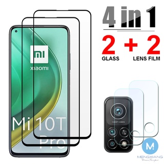 4 in 1 ฟิล์มกระจกนิรภัยกันรอยหน้าจอ แบบเต็มจอ 2 ชิ้น สําหรับ Xiaomi 11 11T 10 10T POCO X3 F3 M3 M4 GT NFC Pro Redmi Note 11 11S 10 Pro