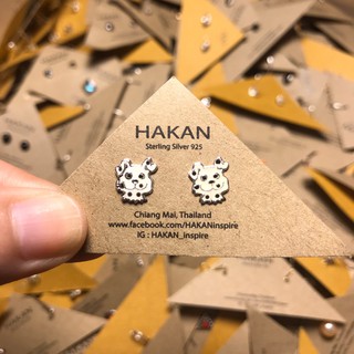 ต่างหู ตุ้มหูเงินแท้ 92.5 ตัวการ์ตูน น้องหมา Dog cartoon  Real Silver Sterling Earring