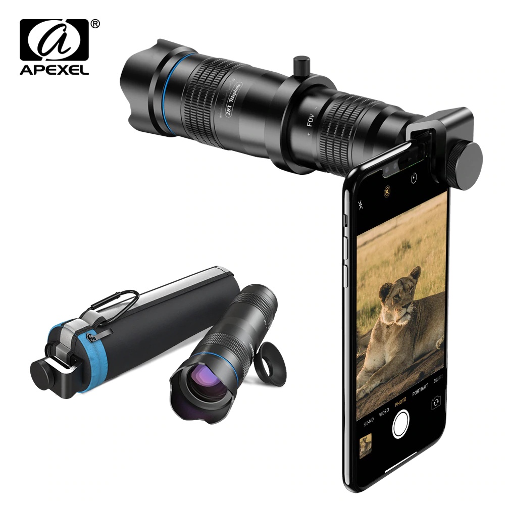 เลนส์กล้อง APEXEL 28X Telescope Lens Phone Camera Lens + SelfieTripod