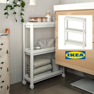 IKEA รถเข็น, สีขาว 54 x 18 x 71 ซม. ชั้นวางของ ชั้นวางของมีล้อ เคลื่อนย้ายได้ ขนาดกะทัดรัด