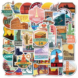 สติกเกอร์ city views กันน้ําได้ 50 ชิ้น