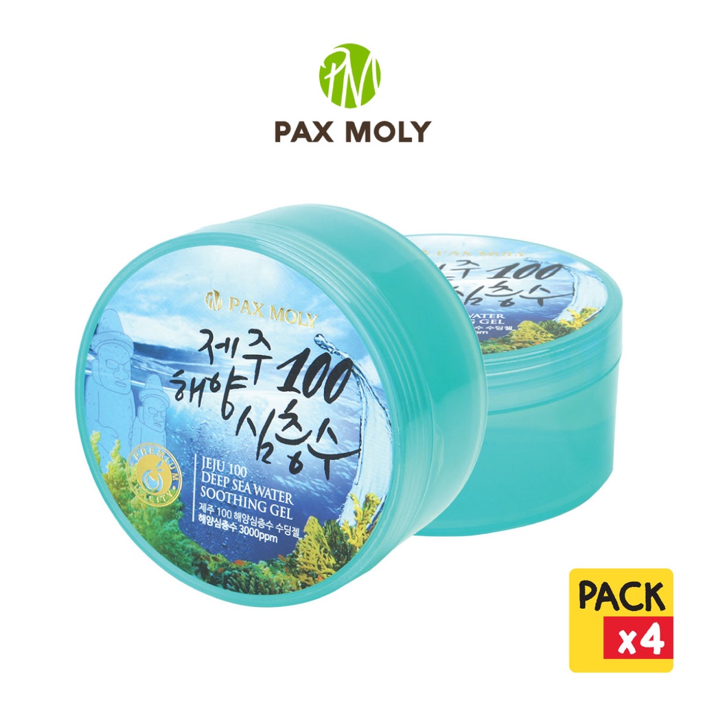 (แพค 4ชิ้น คุ้มกว่า) PAX MOLY  JEJU 100 DEEP SEA WATER SOOTHING GEL  300ML. (MADE IN KOREA)