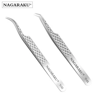 NAGARAKU แหนบคีบขนตา ชนิดสเตนเลส ทรงตรง โค้ง อุปกรณ์ทำเล็บ ต่อขนตา