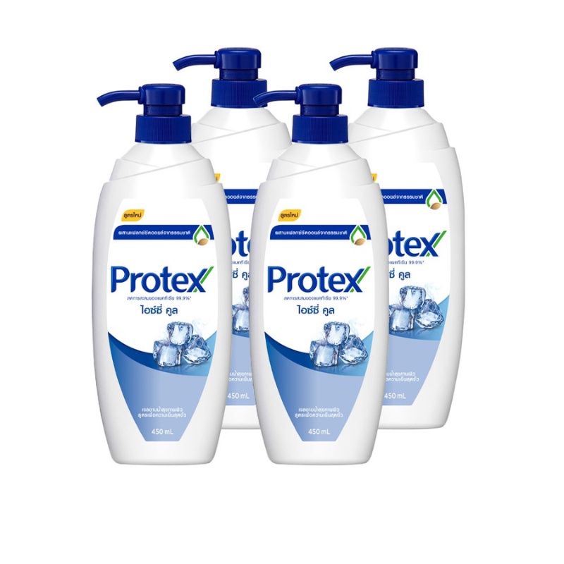 Protex โพรเทคส์ ไอซ์ซี่ คูล 450 มล. ขวดปั๊ม รวม 4 ขวด ช่วยให้รู้สึกเย็นสดชื่นสุดขั้ว (เจลอาบน้ำ) ราคา ถูกที่สุด ดีลบีเคเค รูปภาพหลัก
