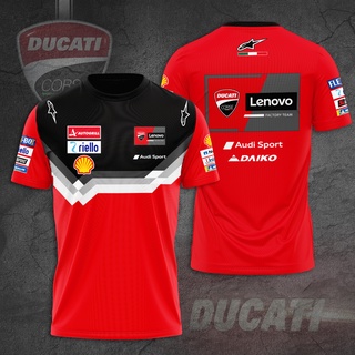 เสื้อยืดลําลอง แขนสั้น พิมพ์ลาย ducati lenovo team 3D apparels F1 3D สําหรับผู้ชาย ผู้หญิง เหมาะกับการเล่นกีฬา