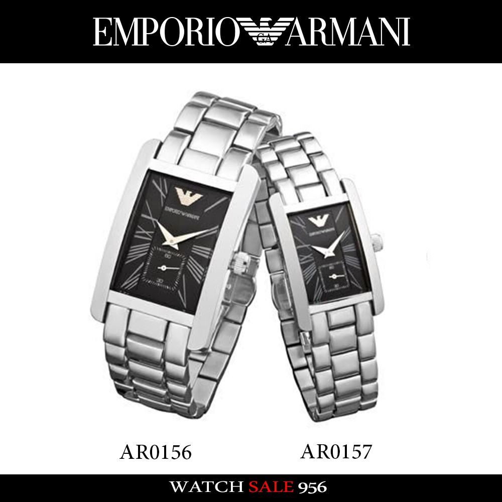EMPORIO ARMANI Classic Black Dial Silver นาฬิกาแท้ AR0156 / AR0157