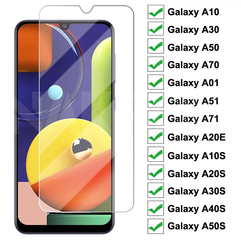 สําหรับ Samsung Galaxy A50 A70 A70S A50s A30 A30s A20 A20s A10 A10s A2 Core 9H 2.5D กระจกนิรภัยป้องกันหน้าจอป้องกันฟิล์ม