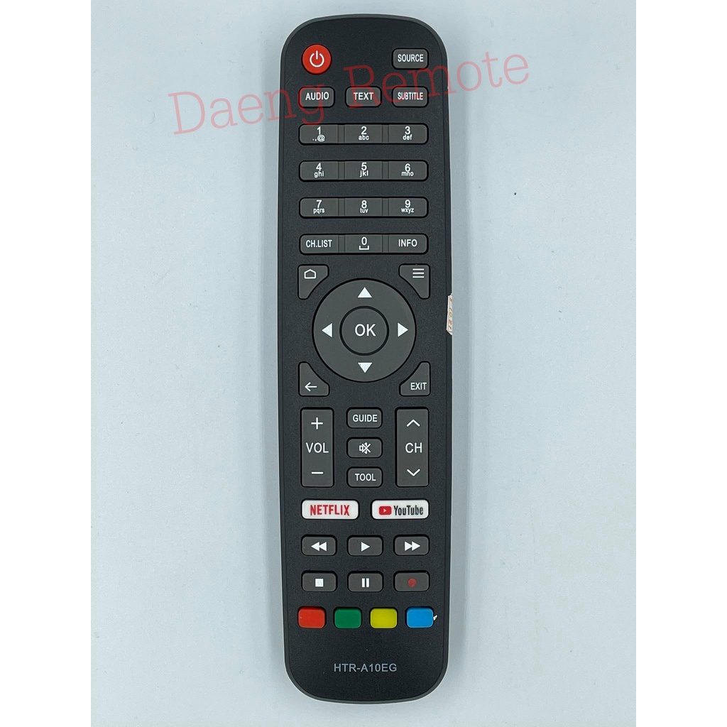 รีโมททีวี Haier รุ่น 10EG (HTR-A10EG) มีคำสั่ง Netflix/Youtube รุ่นและปุ่มคำสั่งที่เหมือนเดิมจะใช้งานได้