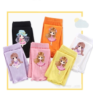 Cartoon Legging Pants Girls Solid Color Trousers Breathable Anti-mosquito Harem Pants