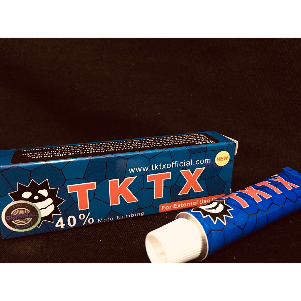 ( ชุด 1หลอด ) TKTX 40% สีน้ำเงิน ย าชาทาสักลาย ทาก่อนสักลาย สักว่ามือ สักยันต์ ติ่งเนื้อ ไม่แถมครีมทาหลังสัก