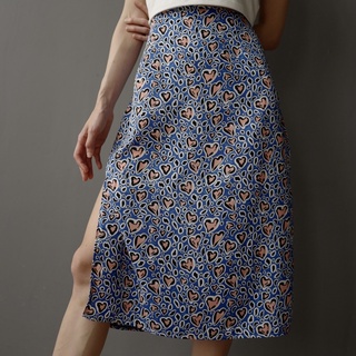 ThoseLazyDays Windy Skirt - Hearty กระโปรงใส่สบายลายหัวใจสีน้ำเงิน