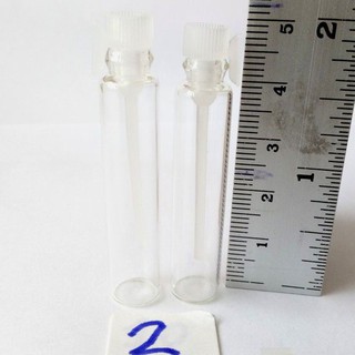 ขวดแก้ว ขนาด 2 ml. 100 ขวด (ฝาจุกพลาสติกสีขาวก้านยาว)