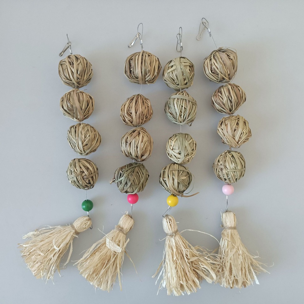 ลูกบอลหญ้า ||โมบายบอลหญ้า|| ของเล่นแขวนกรง ของเล่นลับฟัน โมบายลับฟัน ของเล่นกระต่ายและสัตว์ฟันแทะ - รูปที่ 3