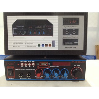 เครื่องขยายเสียง Power Integrated Amplifier FARA AV-333 stereo Karaoke Amplifier USB SD card FM Radio 2 Mic input