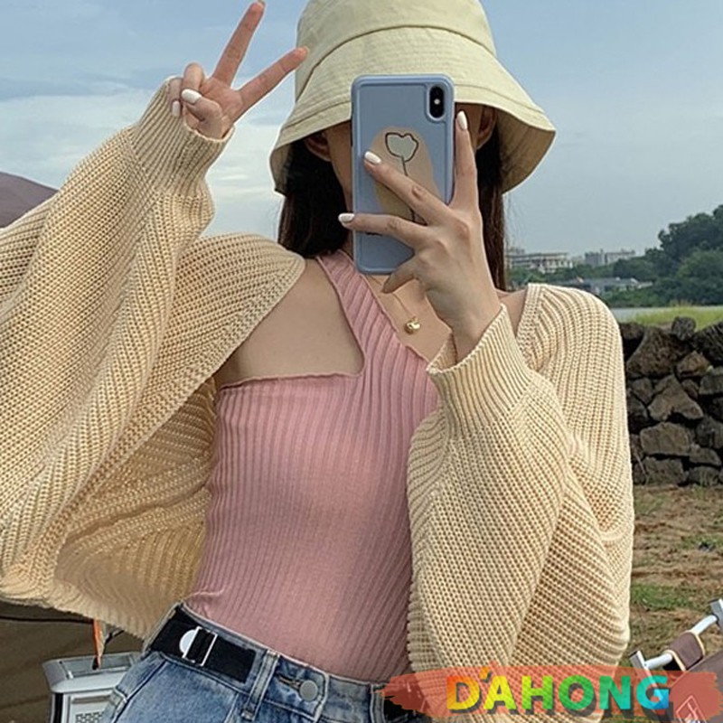 Dahong 6367 เสื้อคลุมไหมพรมถัก เสื้อคลุม เนื้อผ้าหนา ข้างหลังสั้น แขนยาว ใส่กันหนาวในฤดูหนาวนี้ ได้เลย