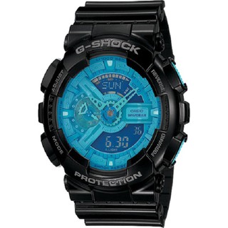 Casio G-shock Hyper Coler Mens Watch Black/Blue Resin Strap GA-110B-1A2