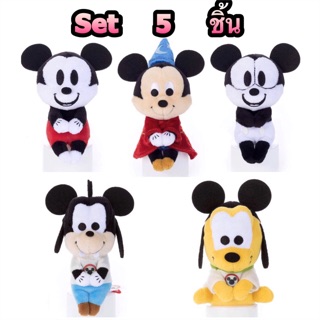 แท้ 100% จากญี่ปุ่น ตุ๊กตา เซ็ท 5 ชิ้น ดิสนีย์ Disney Character Mickey Mouse GOOFY And Pluto Sit Down Plush Doll