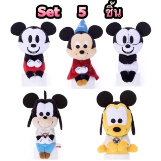 แท้ 100% จากญี่ปุ่น ตุ๊กตา เซ็ท 5 ชิ้น ดิสนีย์ Disney Character Mickey Mouse GOOFY And Pluto Sit Down Plush Doll