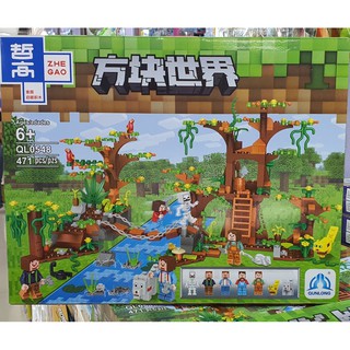 ตัวต่อเลโก้จีน Zhegao QL 0548 ชุด สร้างสะพานข้ามในป่า Minecraft Constructor Crossing จำนวน 471 ชิ้น ของสะสม