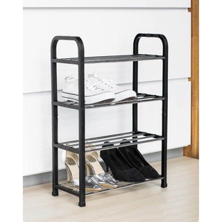 ชั้นวางรองเท้าสแตนเลส4ชั้น (Black) Stainless Shoe Rack