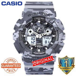 【ขายด่วน】 Casio G-Shock GA100 นาฬิกาผู้ชายนาฬิกาสปอร์ตสีน้ำเงิน Army GA-100CM-8A