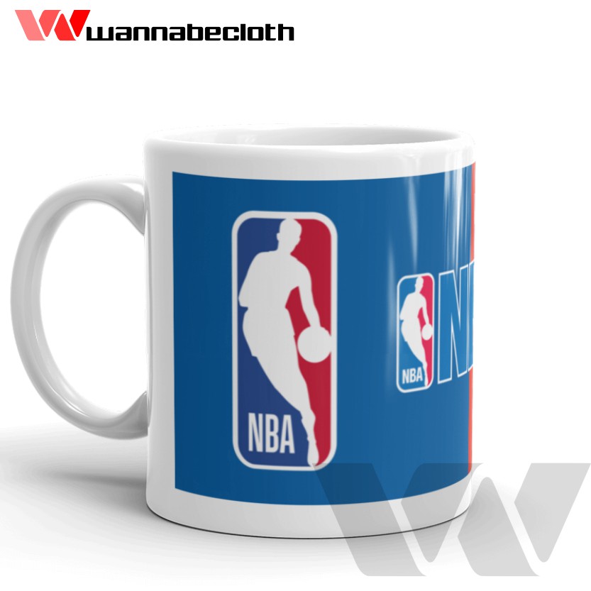 NBA Mug Basket Mug NBA Basketball Mug NBA Logo Red and Blue