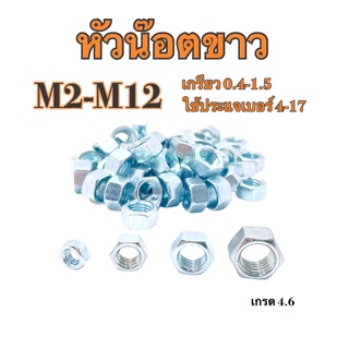 💯หัวน๊อตมิลขาว M 2-12 ชุบซิงค์ขาว หัวน็อต ตัวเมีย ตัวแม่ น๊อตตัวเมีย น๊อตตัวแม่  💯