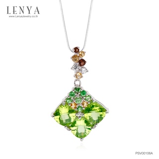 Lenya Jewelry จี้เงินแท้ประดับด้วย เพอริดอท, ซิทริน, สโมคกี้ควอตซ์, ซาโวไรท์ และ CZ