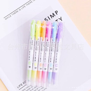 ปากกาไฮไลท์ 6 สี แบบ 2 หัว