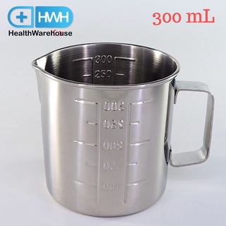 กระบอกตวง สแตนเลส 300 cc บีกเกอร์สแตนเลส บีกเกอร์ สเกลด้านในด้านนอก Beaker Stainless ถ้วยตวง แก้วตวง เหยือกสแตนเลส