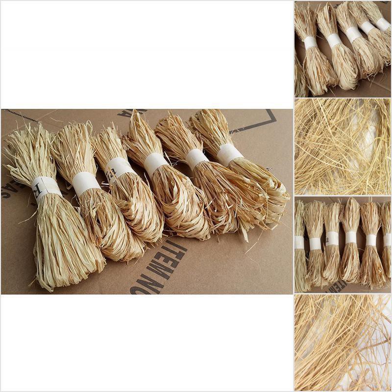 【GoldenSilver】1 pc/set raffia natural reed tying craft ribbon paper