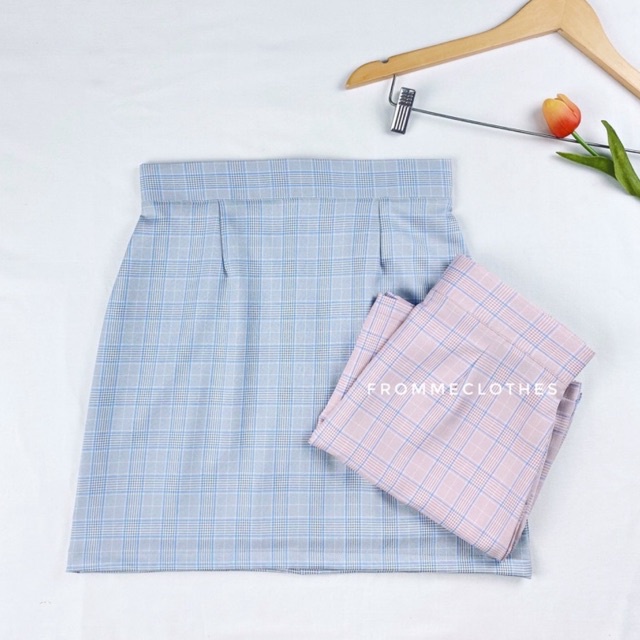 กระโปรงทรงเอลายสก็อต(XS-5XL)