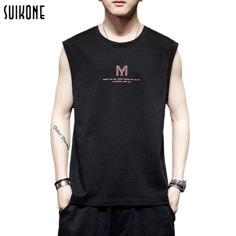 Suikone ผู้ชายกีฬา T -shirt แฟชั่นการฝึกบาสเก็ตบอลใหม่เหงื่อสบายเหงื่อเหงื่อเสื้อกั๊กหลวมชายและหญิงสามารถสวมใส่ได้