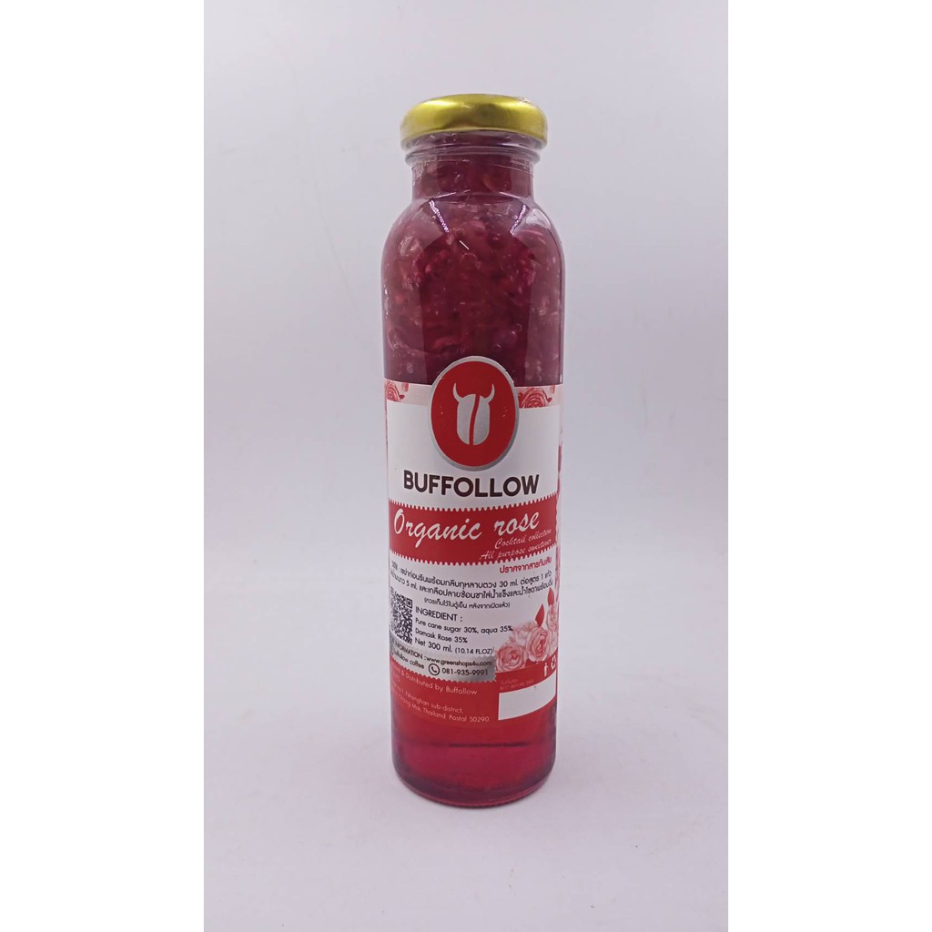 น้ำเชื่อมดอกกุหลาบออแกนิค ยี่ห้อบัฟฟอลโล่ว์ (Buffollow Organic Rose Syrup)