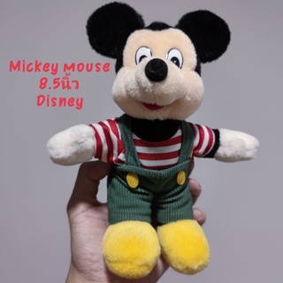 ตุ๊กตา มิกกี้เม้าส์ Mickey mouse ใส่ชุดเอี๊ยม ขนาด8.5นิ้ว ตาพลาสติก สวย ลิขสิทธิ์แท้ ป้าย Disney  งานเก่า งานสะสม หายาก