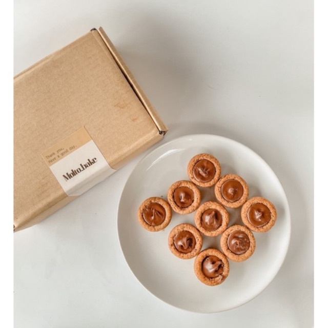 Mini nutella cookie cup นูเทลล่า คุ๊กกี้คัพ คุ้กกี้ ทาร์ต ช็อคโกแลตลาวา